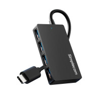 Simplecom CH352 USB-A to 4xPort SuperSpeed USB 3.2 Gen1, 5Gbps, plug & play, bus-powered, ABS, 76×41×11mm, 35g, 15cm cable, Win/macOS/Linux compatible