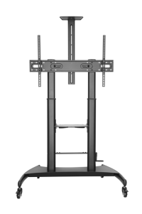 Brateck Large Screen Telescopic Height-Adjustable Steel TV Cart with Crank Handle Fit 60'-100' Up to 100kg- Matte Black ?LS?