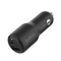 Belkin BoostCharge 42W Dual Car Charger - Black (CCB005BTBK), 1xUSB-C (30W), 1xUSB-A (12W), Safe & Optimized, Apple iPhone,CEW $2,500,2 Years Warranty