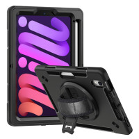 USP Rugged Apple iPad Mini A17 Pro (7th Gen)/ iPad Mini (8.3') (7th/6th Gen) Case Black -  Built-in-Kickstand, 3 Years Warranty