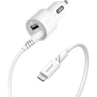 OtterBox Dual Port (24W) Car Charger with Lightning to USB-A Cable (1M) - White (78-52698), Compact design,Safe & Smart Charging, 2 Years Warranty